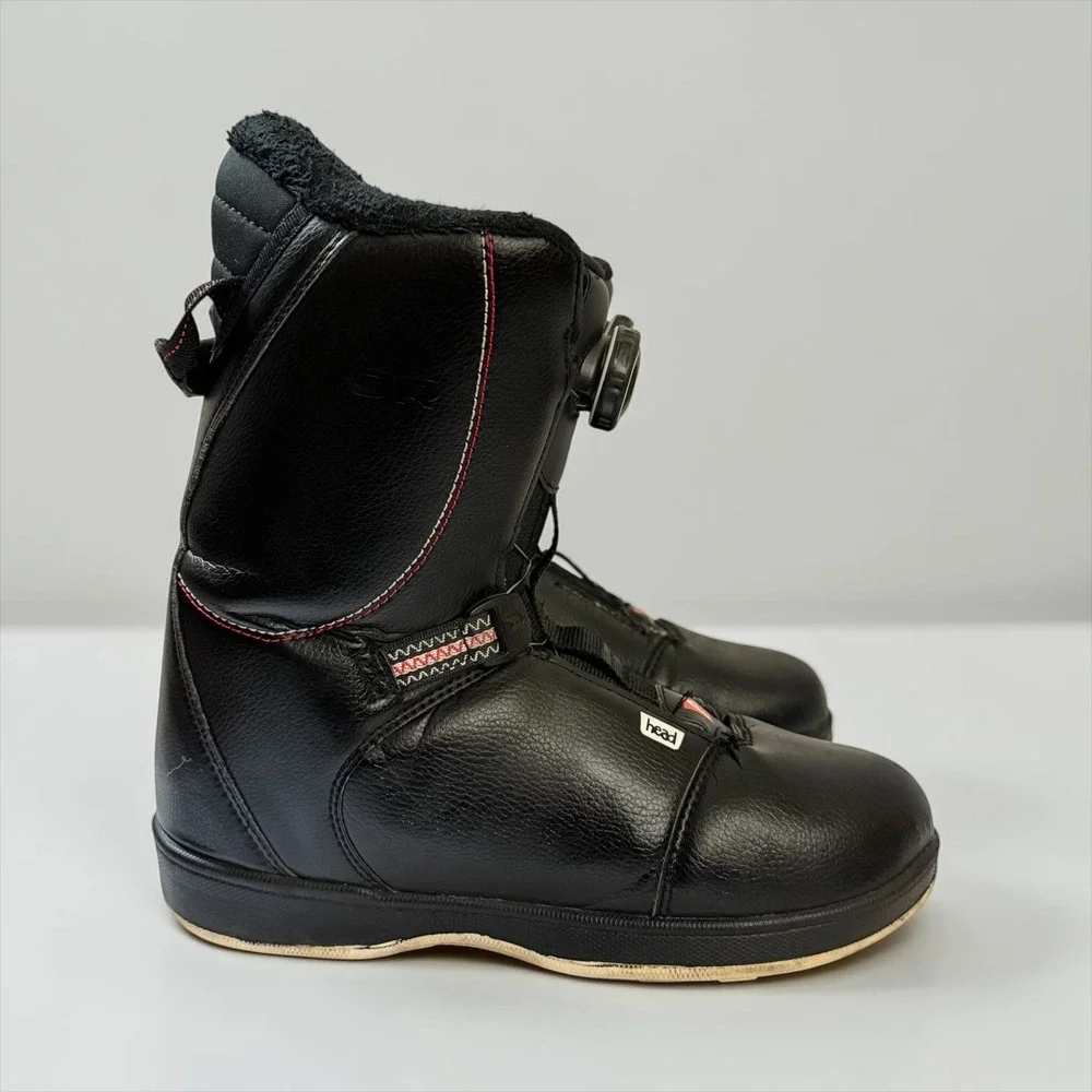 Head JR BOA Snowboard Boots Black Red Contrast Stitching US Women 6-7 EU 38-39.5